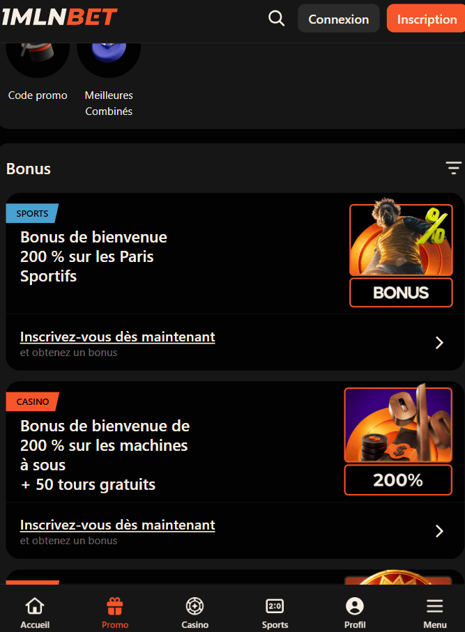 Bonus et promotions 1MLNBET au Maroc