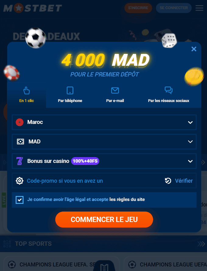 Comment s'inscrire sur Mostbet au Maroc