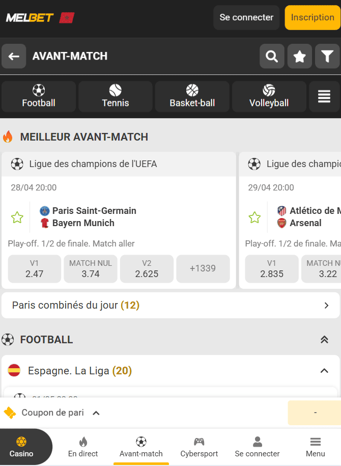 Paris sportifs sur MelBet Maroc