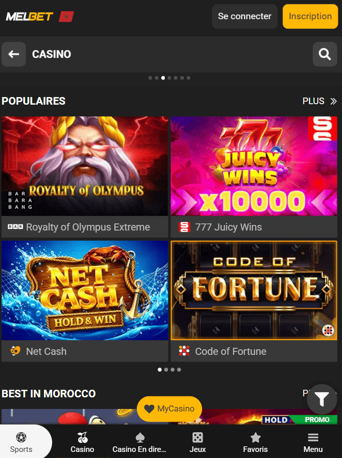 Section Casino MelBet